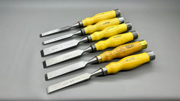 Marples Mortice Chisels Set Of 6 In Top Condition Sizes shown in picture