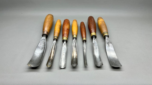 Set Of 7 Gouge Chisels Marples & Addis In Good Condition