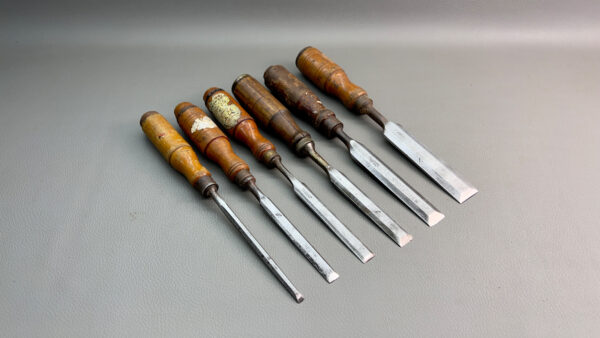 Bevel Edge Chisels Set Of Six 3 Swedish 3 Titan Good Sizes 1" - 3/4" - 5/8" - 1/2" - 3/8" & 1/4"