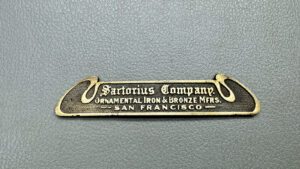 Brass Name Plate Sartorius Company Ornamental Iron & Bronze Mfrs San Fransisco 120 X 25mm